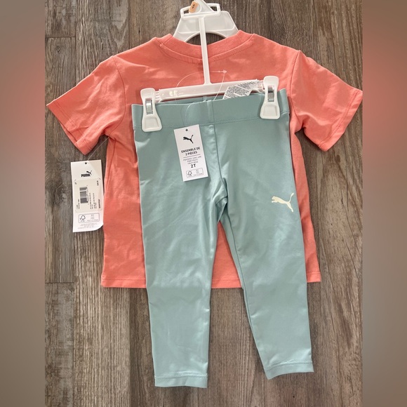Puma Peach Tee and Mint Leggings Set - Picture 2 of 2